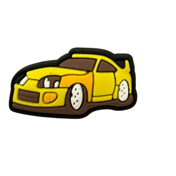 Yellow Sports Car Croc Charm Jibbitz Shoe Accessory Fun Design For Adults & Kids - Picture 1 of 2